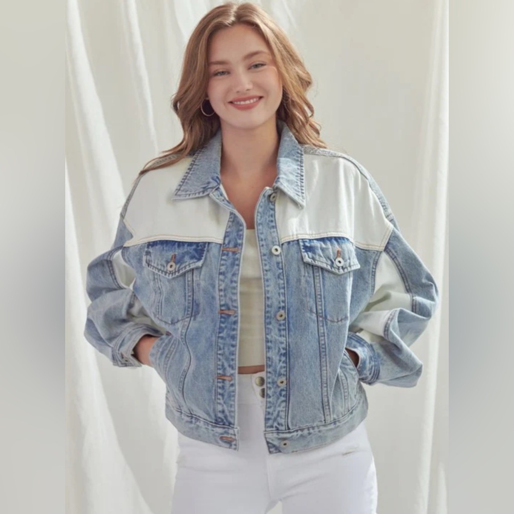 👖Forever 21 Color Block Oversized Denim Jacket👖